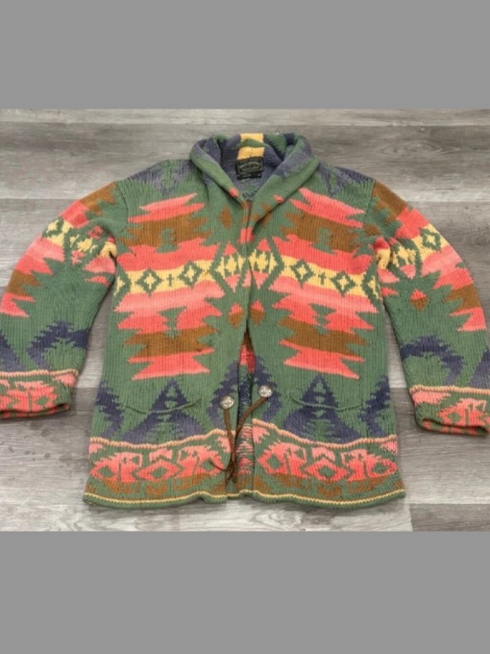 Vintage Polo Country Ralph Lauren Southwest Aztec Hand Knit Sweater Cardigan M